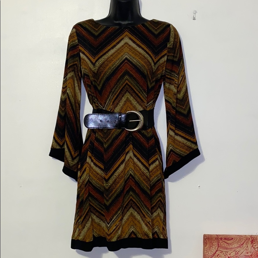 Striped Earthtone Mini Shift Dress